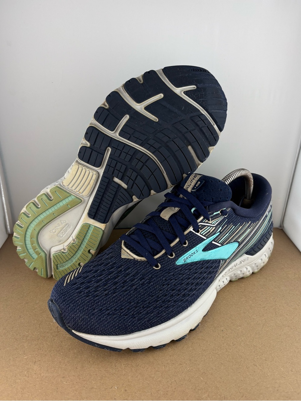 Brooks Adrenaline GTS 19 Blue White Running Shoes 1202841B450 Women’s Size 10